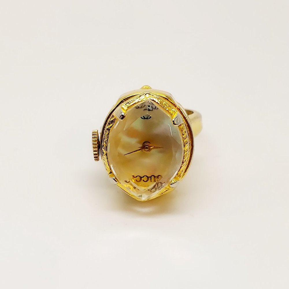 Vintage Gucci MOP dial mechanical watch ring by migi (Unsigned) works